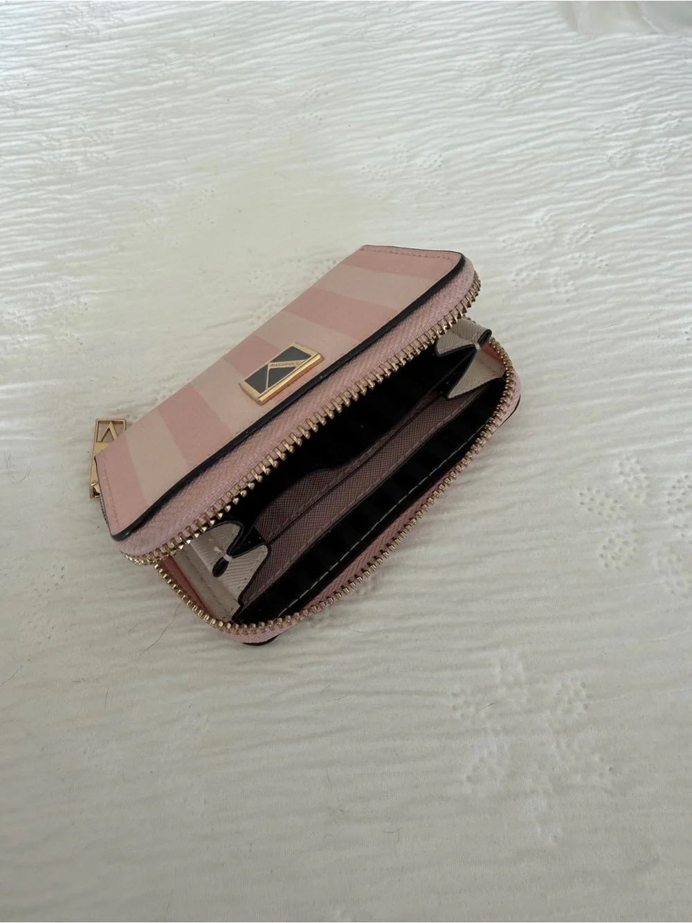 Victoria's Secret Pink Striped Zip-Around Wallet with Gold Logo - Picture 6 of 6